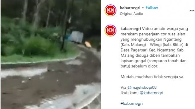 Viral Pengecoran Jalan Ngantang Malang- Wlingi Blitar Dicampur Gragal, Perekam Cari Mandor Proyeknya