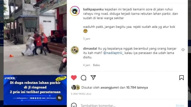 Dua Jukir Diduga Berantem Karena Rebutan Lahan Parkir, Warganet Singgung Susahnya Cari Duit di Balikpapan