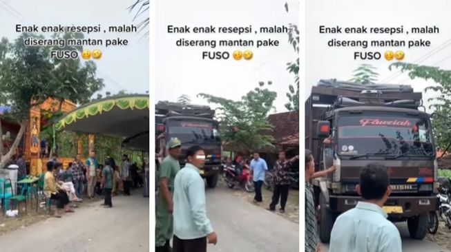 Pengantin Gelar Resepsi di Tengah Jalan Kampung, Auto Panik Angkat-angkat Kursi Gegara Truk Mau Lewat