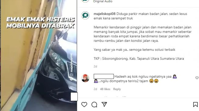 Kondisi Toyota Lexus emak-emak cukup mengenaskan (Instagram)