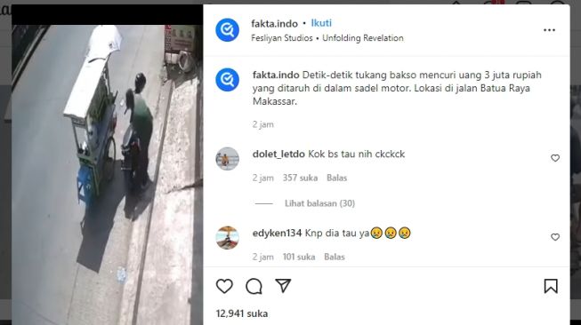 Ya Ampun, Tukang Bakso Ini Curi Uang Rp 3 Juta di Dalam Sadel Motor, Tutupi Aksinya Pakai Gerobak