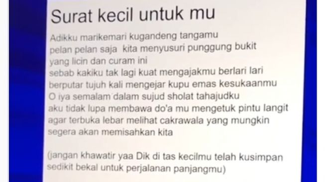 Surat kecil dosen untuk mahasiswanya ( Instagram/ @netizenkocak.id).