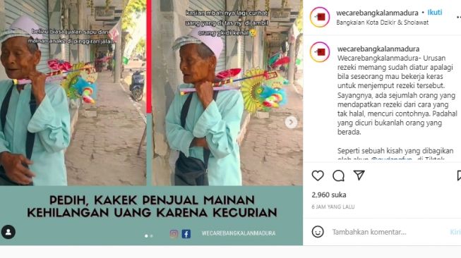 Pilu, Kakek di Bangkalan Kehilangan Uang Hasil Jualan Sapu dan Mainan