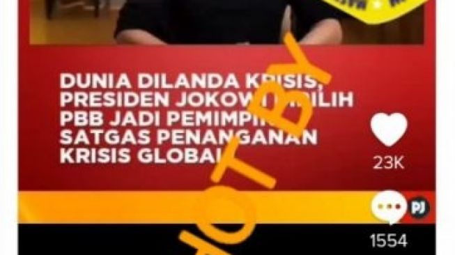 CEK FAKTA: PBB Pilih Jokowi Jadi Pemimpin Satgas Penanganan Krisis Global, Benarkah?