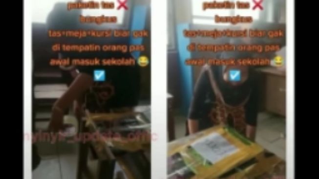 Kocak, Emak Bungkus Bangku Kelas Bak Paket Agar Tak Ditempati Siswa Lain