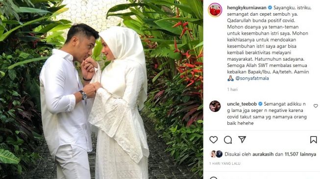 Hengky Kurniawan mengabarkan kalau sang istri, Sonya Fatmala positif Covid-19. [Instagram]