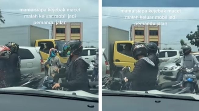 The Power of Emak-emak! Wanita Turun Tangan Atur Lalu Lintas Saat Macet Parah, Video Aksinya Jadi Viral