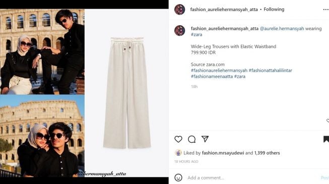 Foto: Liburan ke Italia, Intip Detail OOTD Serba Hitam Aurel Hermansyah (instagram/fashion_aureliehermansyah_atta)