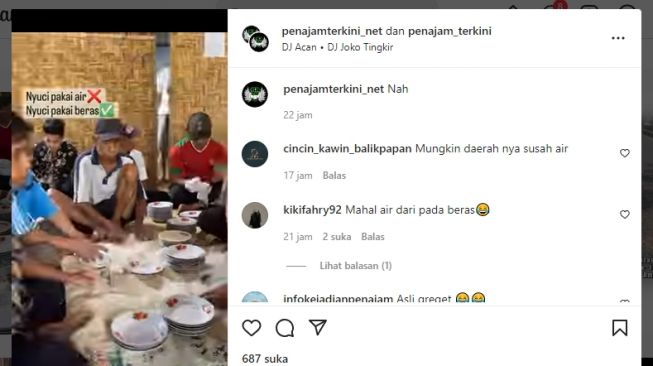 Sekelompok Pria Dewasa Cuci Piring Pakai Beras, Warganet Singgung Mahalnya Bayar Air