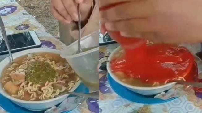 Gagal Makan Siang, Mie Ayam Cewek Ini Ketumpahan Saus Satu Botol