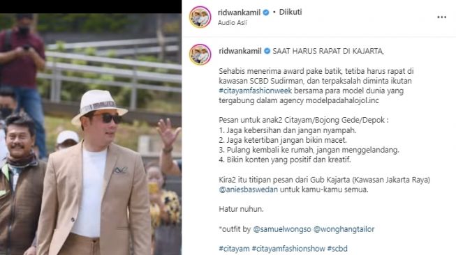 Potret Seleb Ikut Nongkrong di Citayam Fashion Week (instagram/@ridwankamil)