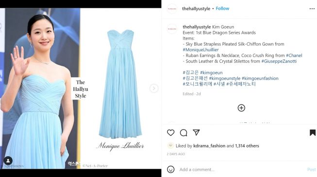 Foto: Hadiri Acara Blue Dragon Series Award, 4 Aktris Korea Selatan Ini Tampil dengan Dress Free-Shoulder (instagram/thehallyustyle)