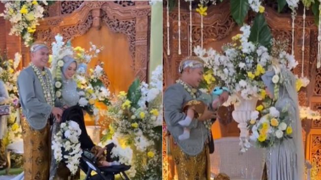 Resepsi Pernikahan Tertunda karena Pandemi Covid-19, Pengantin Ini Bawa Anaknya ke Pelaminan