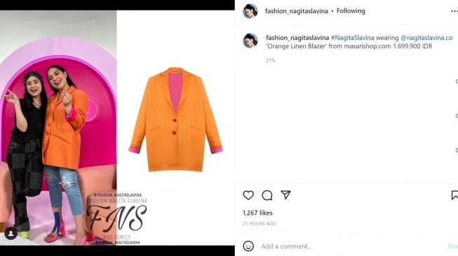 Foto: Gaya Cewek Kue ala Nagita Slavina, Harga Blazernya Masih Kalah sama Iket Rambut (instagram/fashion_nagitaslavina)