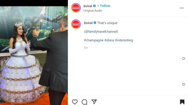 Foto: Viral Seorang Wanita Pakai Dress yang Dikelilingi Champagne, Warganet Penasaran Bagaimana Kalau Dia Kebelet Buang Air Kecil (instagram/bviral)