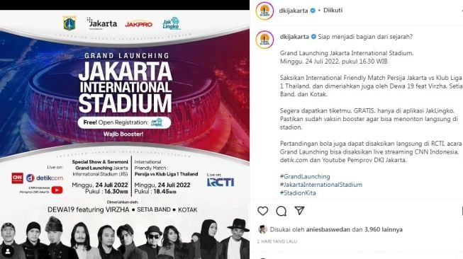 Hari Ini Peresmian JIS, Ini Deretan Musisi yang Akan Tampil