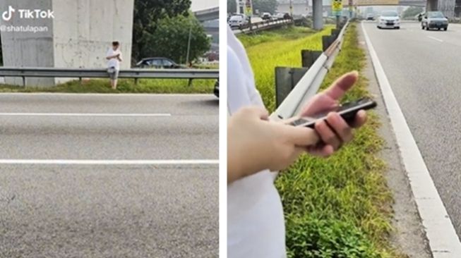 Tega! Wanita Ditinggalkan Begitu Saja di Tengah Jalan Tol Gara-gara Bertengkar dengan Suami, Videonya Viral