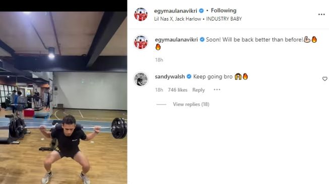 Sandy Walsh semangati Egy Maulana Vikri. (Instagram/egymaulanavikri)