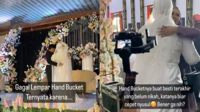 Demi Bestie Terakhir, Pasangan Pengantin Ini Gagal Lempar Buket Bunga Sampai Bikin Haru