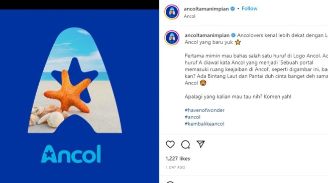 Logo Ancol yang Baru Terus Dinyinyiran Netizen: Lebih Bagus yang Lama