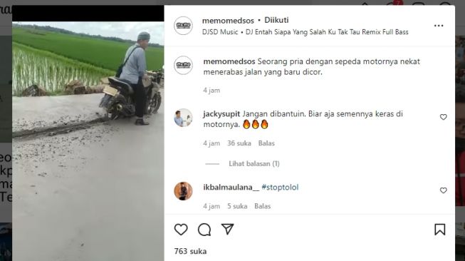 Nekad Terobos Jalan yang Baru Dicor, Pria Ini Dihujat Warganet: #stoptolol