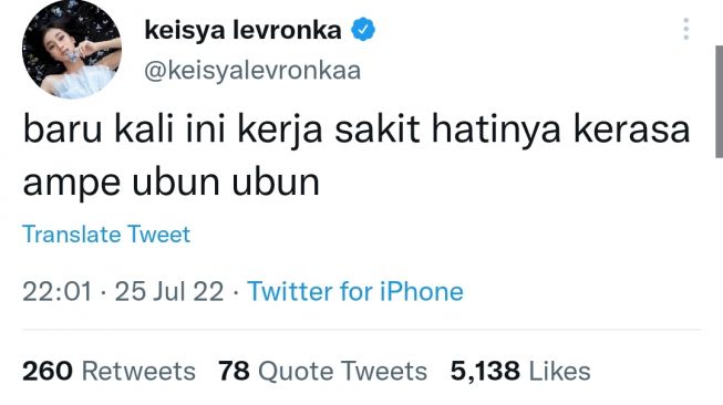 unggahan Keisya Levronka (Twitter/@keisyalevronkaa)