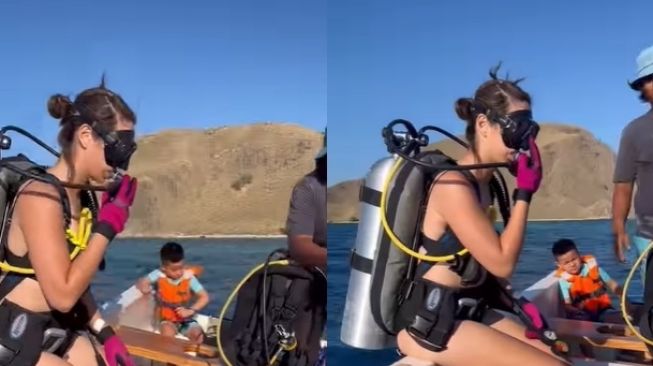 Potret Nia Ramadhani Diving di Labuanbajo (Instagram/@ramadhaniabakrie)