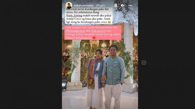 Gaya Seleb Hadiri Nikahan Bintang Emon (Instagram/@indahpermatas)