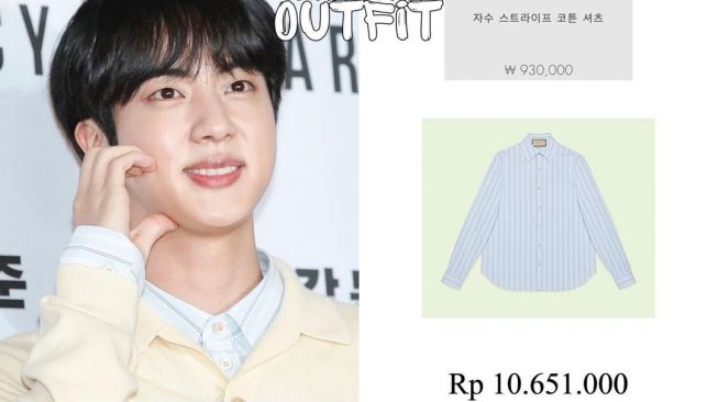 outfit Jin BTS (Instagram/@bangtan_outfit)