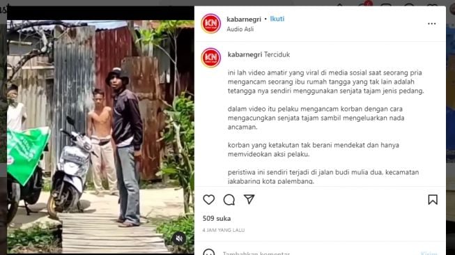 Beredar Video Amatir, Seorang Pria Ancam Tetangganya yang IRT Pakai Pedang, Korban Ketakutan