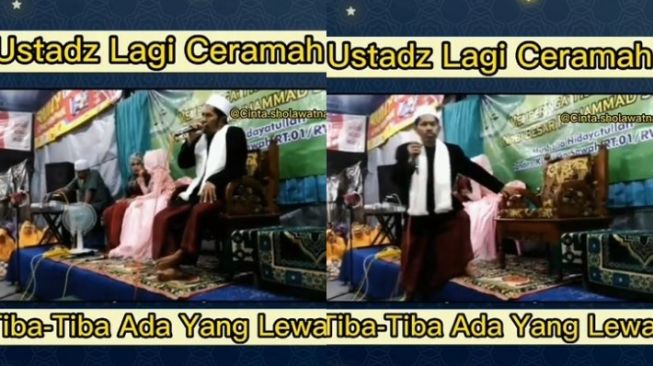 Ceramah di Depan Jemaah, Ustaz Ini Dikagetkan Kereta Lewat di Belakangnya