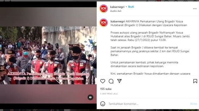 Haru, Video Prosesi Pemakaman Ulang Brigadir J dengan Upacara Kepolisian Viral di Medsos, Warganet Ucapkan Terima Kasih