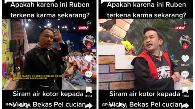 Ruben Onsu siram Vicky Prasetyo pakai air kotor (TikTok/@travelling0tak)