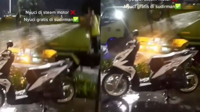 Parkir di Pinggir Jalan, Pria Ini Minta Motornya Disiram Pegawai Taman