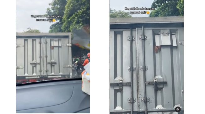 Terjebak Macet di Jalan, Penumpang Dibikin Syok dengan Kemunculan Tangan Misterius Nangkring di Mobil Box