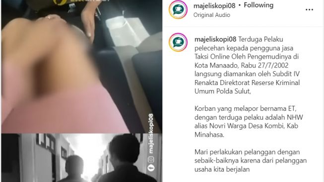 Penumpang wanita dilecehkan sopir taksi online (Instagram)