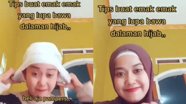 Emak-emak Ini Beri Tips untuk Hijabers, Pakai Pampers untuk Dalaman Hijab