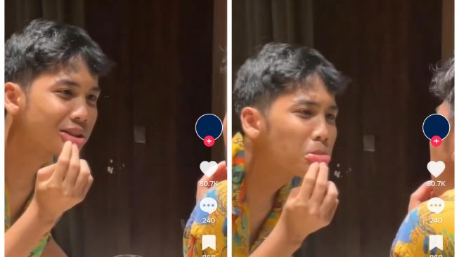 Bintang Emon sariawan saat bulan madu (TikTok/@blurry.glam)