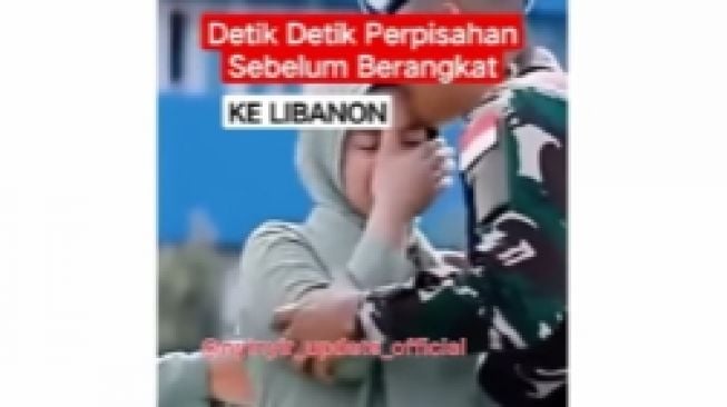 Momen Perpisahan Istri Hamil Besar di Tinggal Tugas Suami ke Lebanon