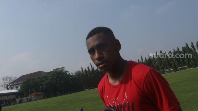 Kapten timnas Indonesia U-16, Muhammad Iqbal Gwijangge. (Suara.com/Arif Budi)