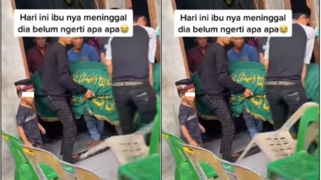 Masih Terlalu Kecil, Bocah Ini Hanya Memandangi Keranda Ibunya dan Tak Mengerti Sudah Ditinggal untuk Selamanya