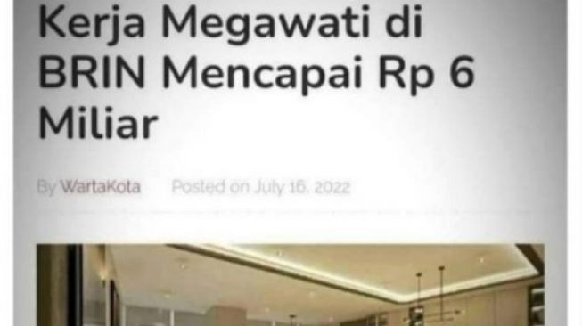 CEK FAKTA: Benarkah Kabar Renovasi Ruang Kerja Megawati di BRIN Rogoh Kocek Rp 6 Miliar?