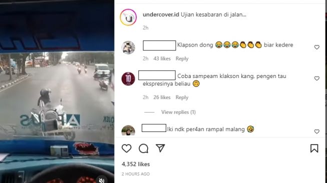 Aksi emak-emak naik motor bikin sopir bus geram (Instagram)