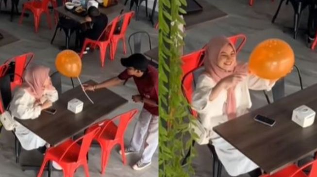 Pengunjung Restoran Tampak Sedih Diberi Balon, Karyawan Ini Bikin Warganet Ikut Happy