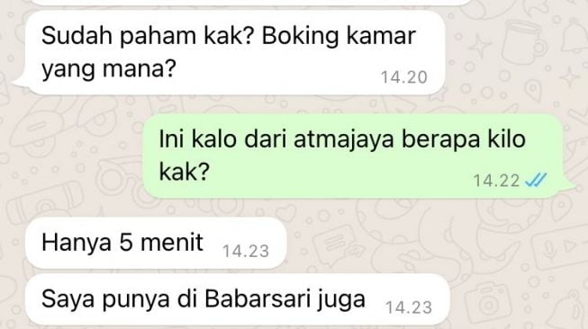 Isi percakapan korban dengan terduga pelaku (WhatsApp/ Anggun).