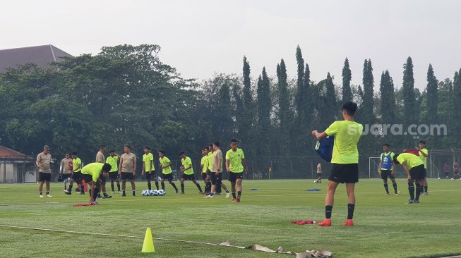 Latihan Timnas Indonesia U-16 di Yogyakarta pada Selasa (2/8/2022) - (SuaraJogja.id/Hiskia Andika)