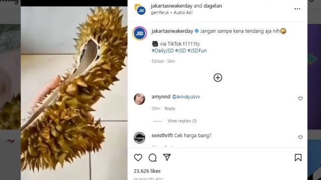 Unik, Sepatu Ini Terbuat dari Kulit Durian, Jambret Auto Kabur Lihat Penampakkannya