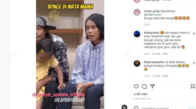 Tangkapan layar sosok ibu Bonge yang jadi sorotan karena pesona wajahnya. (Instagram/@rumpi_gosip)