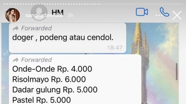 Nama Kontak Seleb di HP Pasangan (instagram/@sandradewi88)