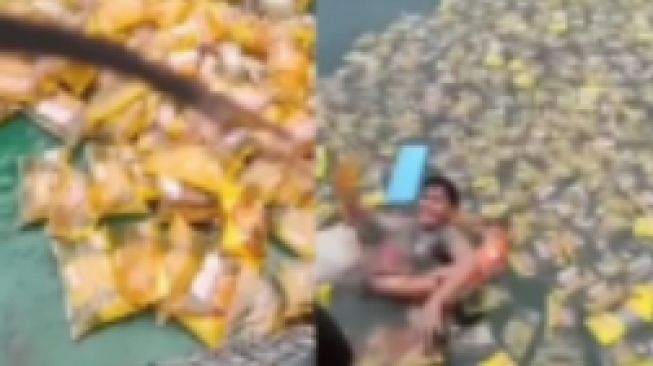 Viral, Ratusan Kemasan Minyak Goreng Tumpah dan Mengapung di Tengah Laut